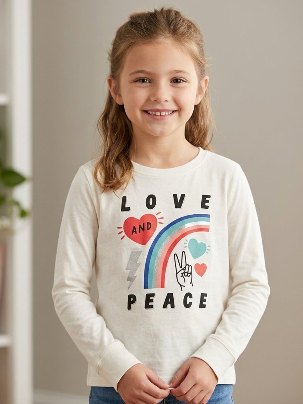 Love and Peace size XL(14/16) Graphic Long Sleeve Shirt - Picture 6 of 6